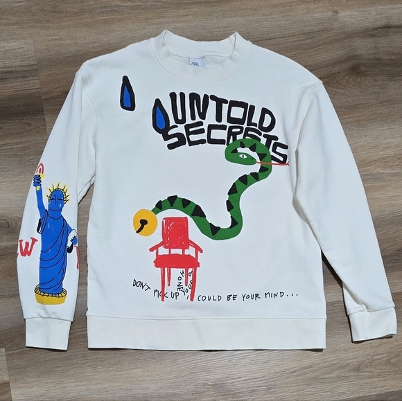 Zara Tops - Zara Vibrant Colors Animal New York Graphic Art to Wear Sweatshirt Size L